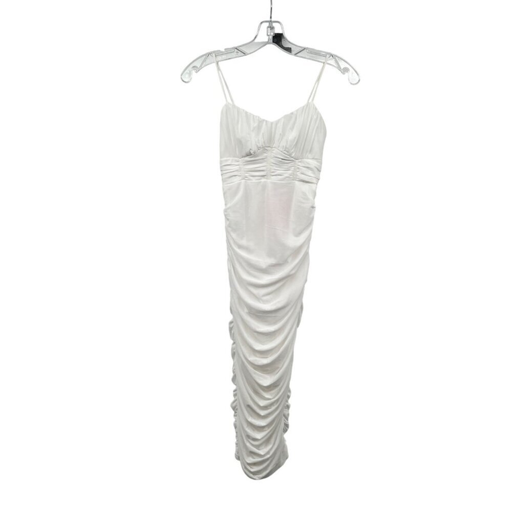 Hello Molly Womens Ruched Bodycon Dress Sleeveless White Size XS New